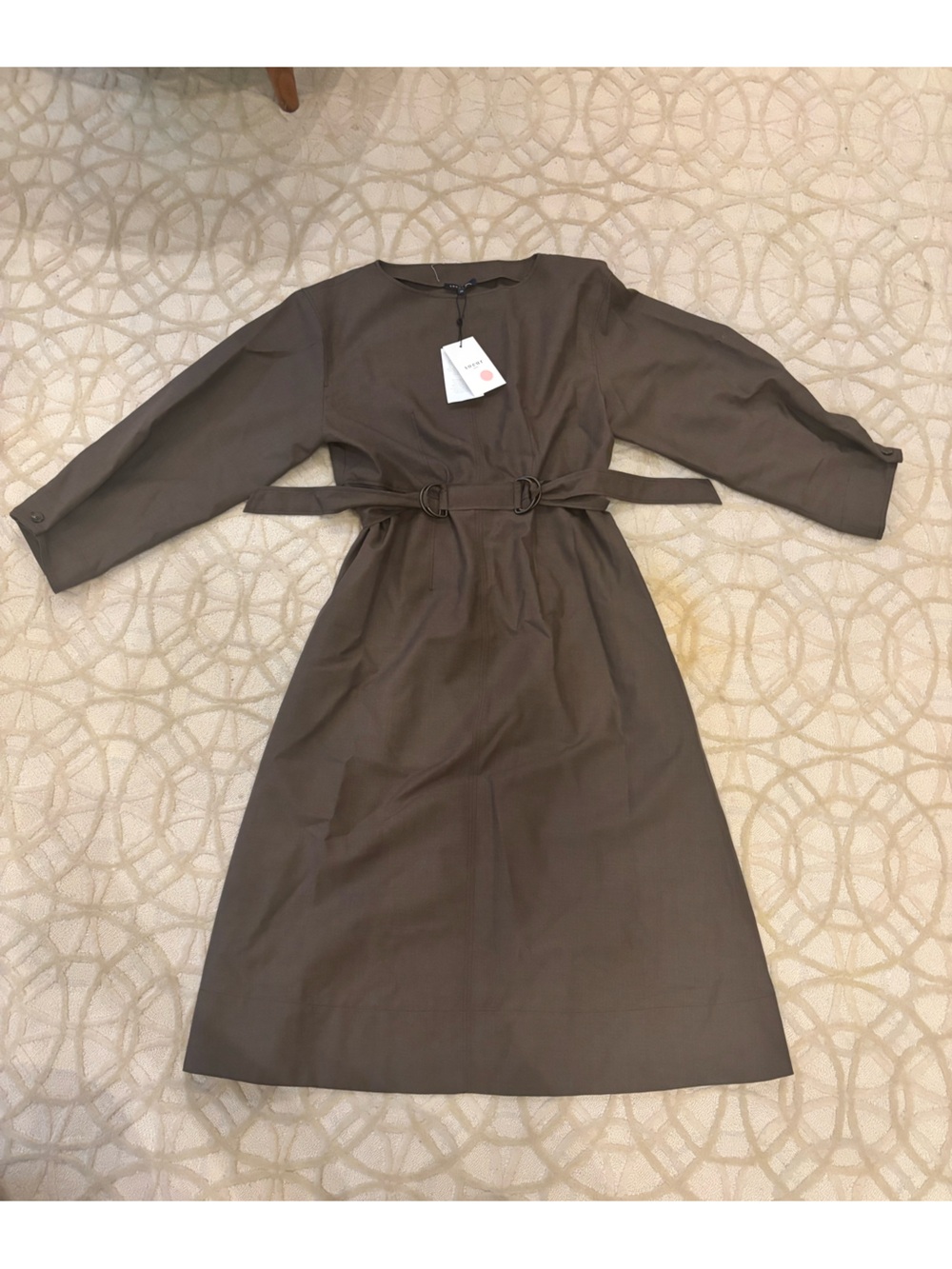 Soeur Brown Midi Dress with Double-Ring Belt